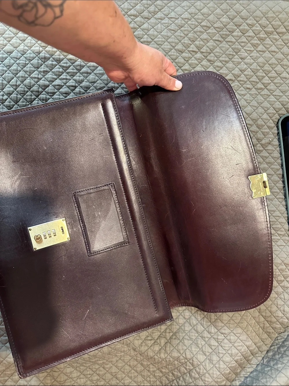 TUMI El Portal Burgundy Leather Briefcase